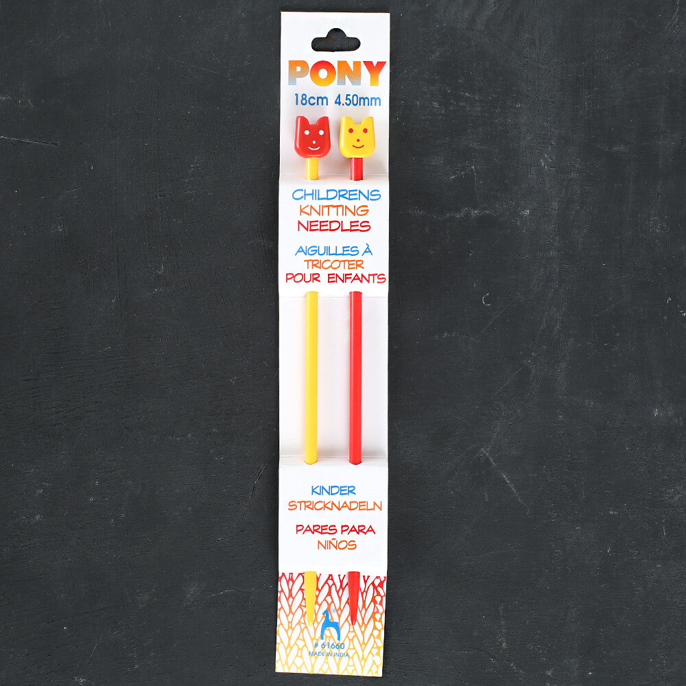 Pony Plastik Çocuk Örgü Şişi 4.50mm 18cm - 61660